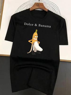 Lustiges Sommer-Top Qualität Bananen-Print Herren T-Shirts Rundhalsausschnitt Atmungsaktive Oberteile Modal Bequemes T-Shirt Herren Kurzarm-Tees
