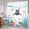 Shower Curtain: Adorable Cat Scuba Diving with Tropical Sea Life for a Fun and Whimsical Bathroom Decor