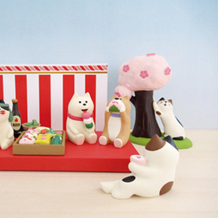 Cherry Blossom Cat Love Miniature Resin Ornament