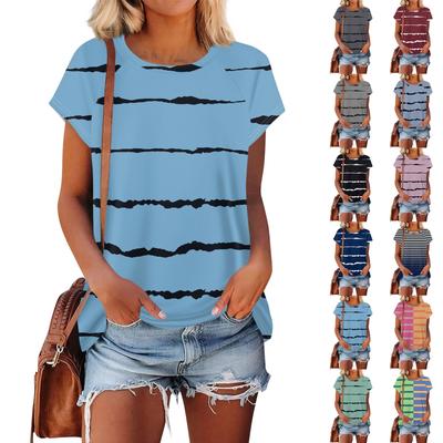 Women's Short Sleeve T Shirts Round Neck Cute Tunic Tops Basic Tees Blouses Loose Fit Pullover