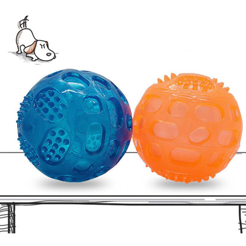 Colorful Bouncy Pets  Ball  Toys Bite-resistant Sounding Elastic Ball Molar Cleaning Teeth For Large