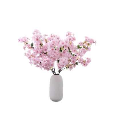 Hotel Decor Artificial 3 Forks Cherries Blossoms Branch Silk Fake Flower Garden Decorated Pink Cherry Blossom Simulation Flowers