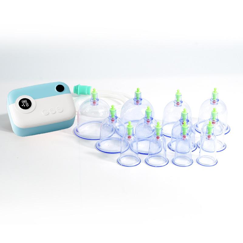 12Cans Electric Gua Sha Scraping Massager Negative Pressure Suction 9 Gear Adjustment Anti Cellulite Vacuum Cans синий