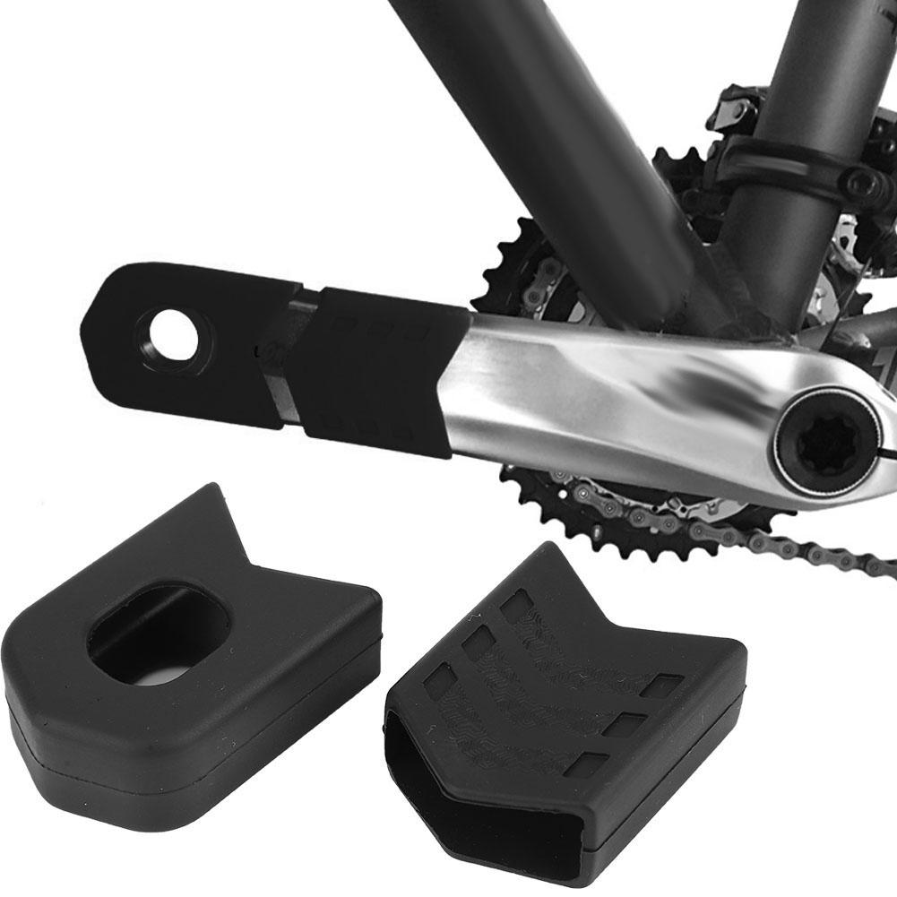 2 Pair Cycling Silicone Crank Cover Protective Case Bicycle Accessory for Road Bikeblack