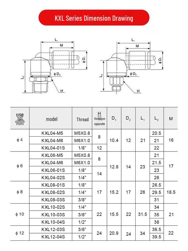360-Grad Universal Hochgeschwindigkeits-Pneumatik-Luftverbinder S-Klasse KXL/KXH6/8/10-02/01/03M5