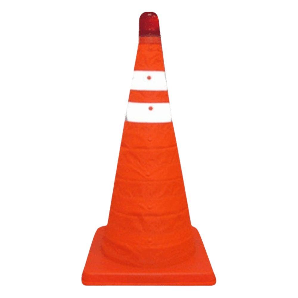 Foldable Design LED Light Reflective Cone Orange Color Telescopic Folding Cone Traffic Facilities