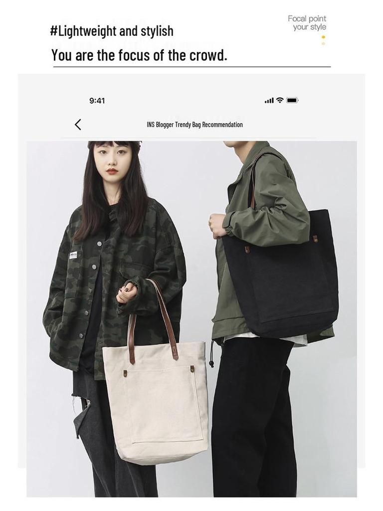Unisex Retro Washed Canvas Shoulder Bag: Large Capacity, Korean Style, Versatile Harajuku Tote