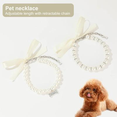 Collana per animali domestici con ciondolo in osso, accessori per gioielli, moda squisita, collana di perle finte per cani e gattini