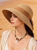 Womens Solid Color Bow Straw Hat Wide Brim Woven Sun Hat For Beach Travel Summer