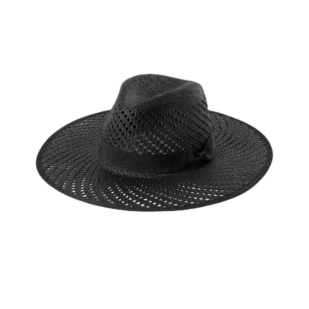 European and American style fashion casual hollow hand woven big eaves papyrus jazz hat outdoor beach sun protection Internet celebrity straw hat tide