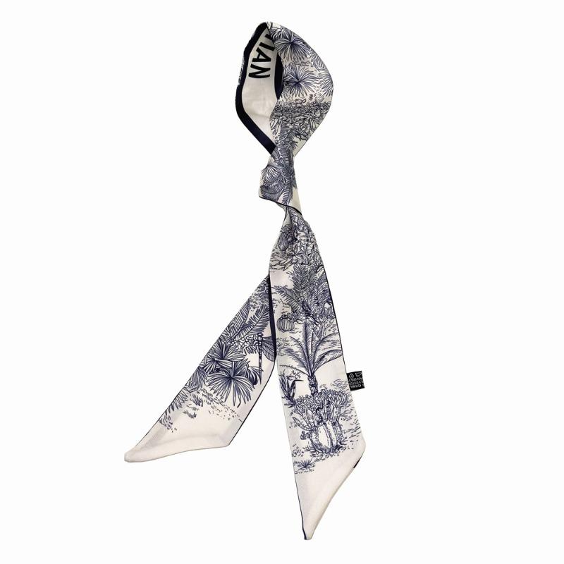 

115X5cm Plant Jungle Printed Scarf for Women s Spring Summer New Model Emulated Silk Streamer Fashionable Retro Hairband Streame