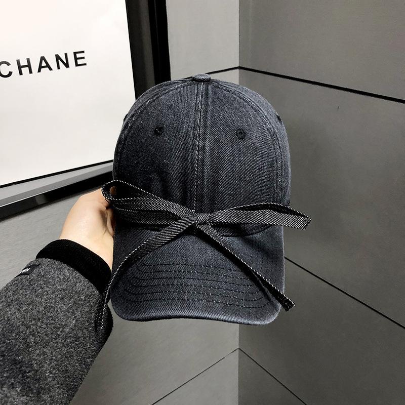 

Ковбойская бейсболка с бантом, регулируемая, нишевая корейская оригинальная кепка-утка, делающая лицо визуально меньше Adjustable чёрный