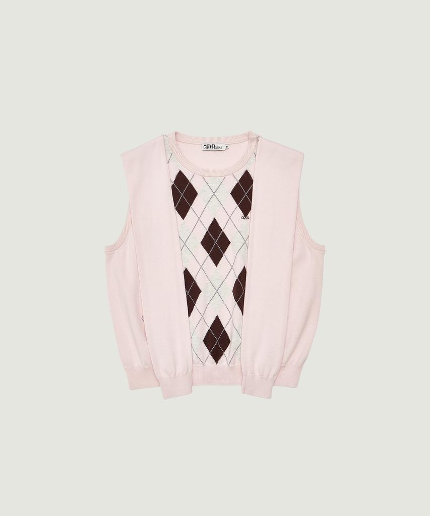 GROVE Veni Argyle Vest (Pink)