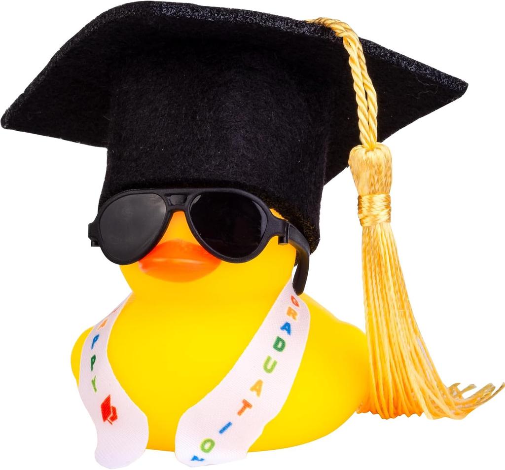 Graduation Ducks Car Dashboard Decorations Rubber Duck Car Ornaments Accessories With Mini Graduation Hats Sashes Glasses