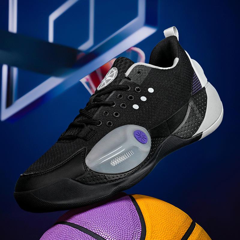 

Teenagers friction sound low-top actual basketball shoes men and women versatile wear-resistant non-slip couple casual sports shoes 45 чорний