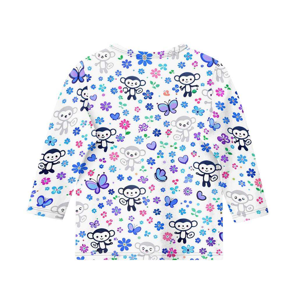 Children's Printed Round Neck Seven Quarter Sleeve Casual T-shirt