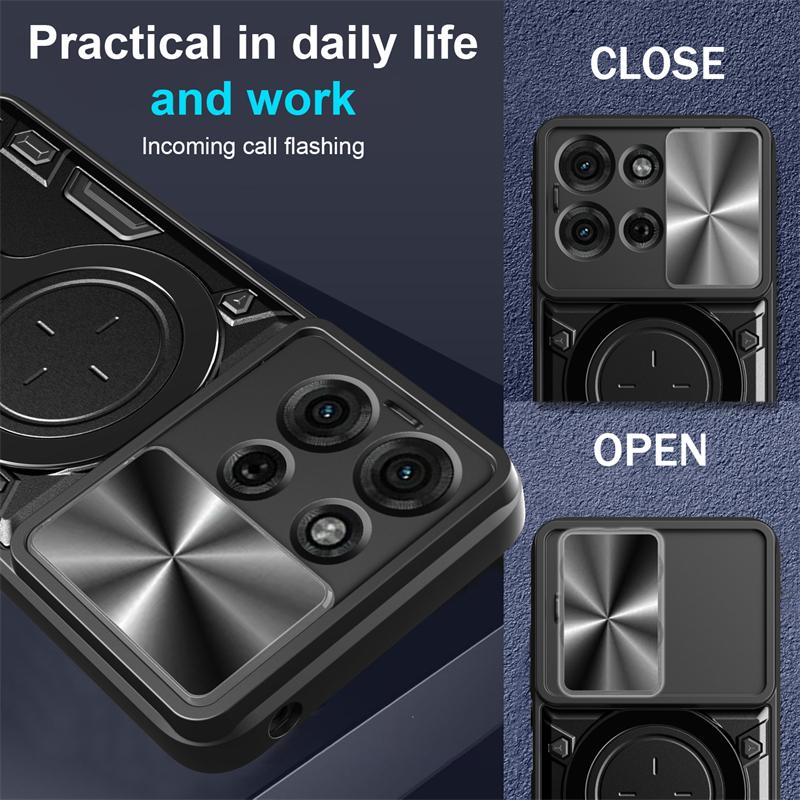 For Motorola Moto G75 5G Case Armor Magnetic Car Holder Ring Phone Case For Moto G75 G 75 MotoG75 Slide Lens Protect Back Cover