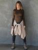 2025 Y2K Ribbed Crew Neck Women's Slim Fit Long Sleeve T-Shirt - Solid Color