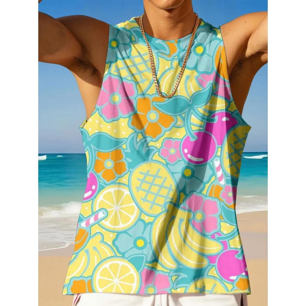 Summer Casual Men's Outdoor Beach Vest Fashionable Sleeveless Street Sport Style Men's Oversized Loose Comfortable Breathable Vest