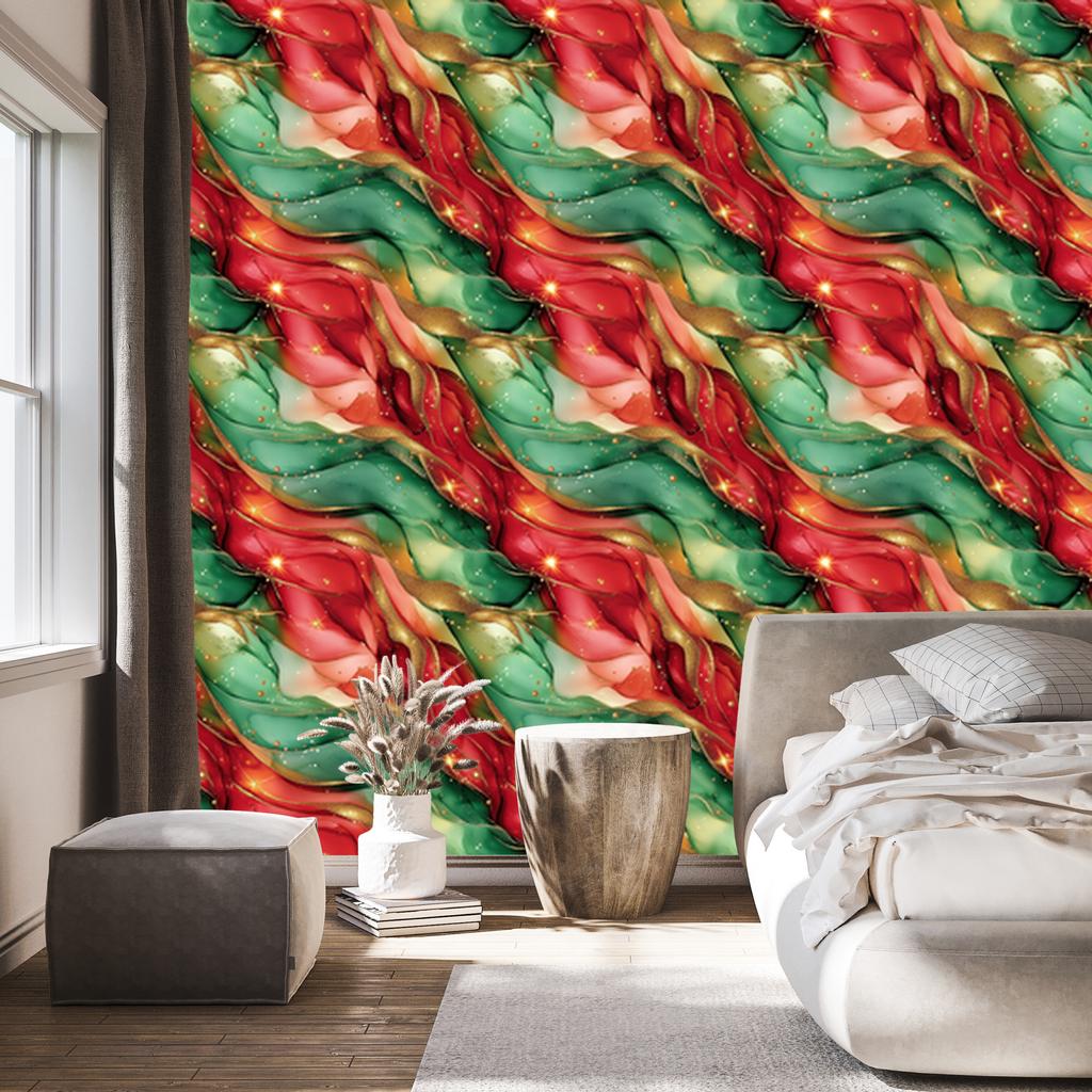 Ink Red and Green Wallpaper for Living Room and Bedroom 50x1000