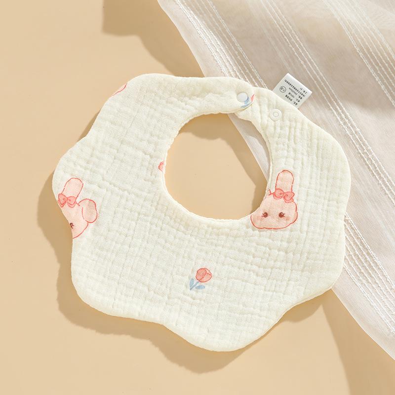 6-Layer Cotton Gauze Petal Baby Bib - 360° Newborn Anti-Spit-Up Towel for Summer