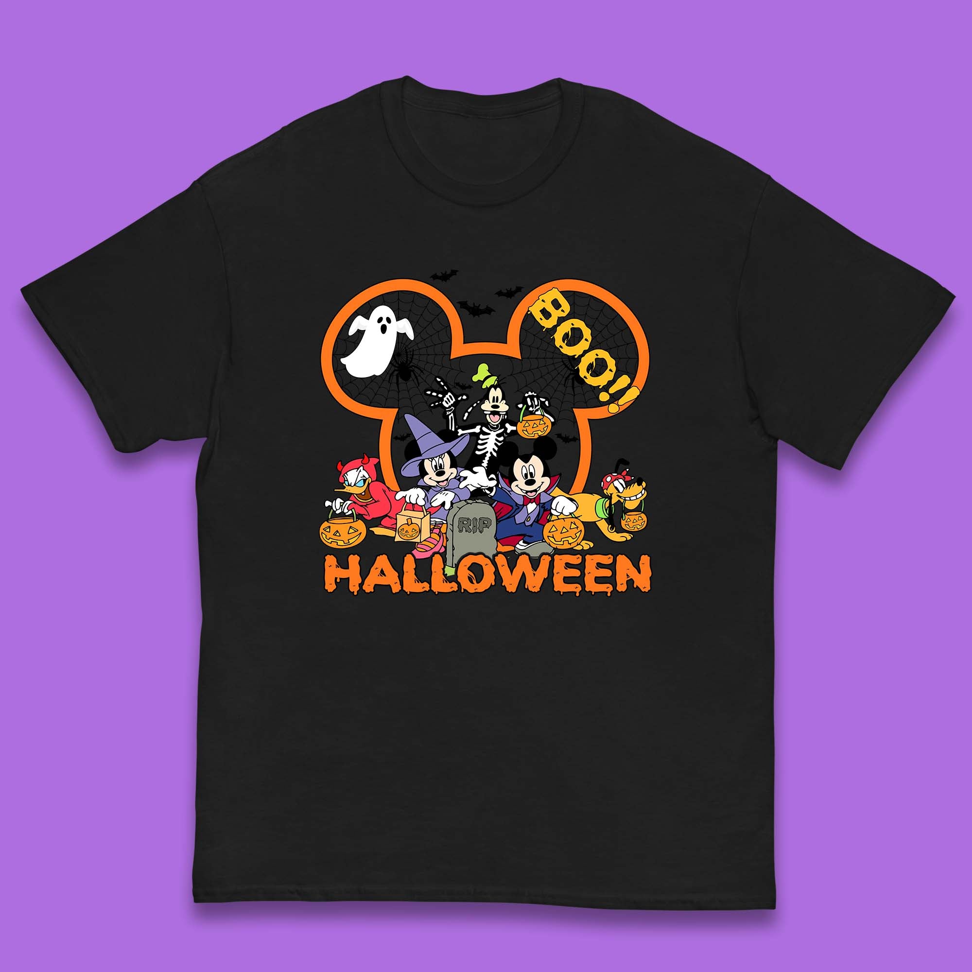 Disney Halloween Mickey Mouse Minnie Mouse Boo Ghost Friends Donald Duck Pluto Goofy Cartoon Disneyland Trip Kids T Shirt 100