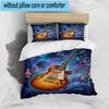 Neon Guitar Melody 3pcs Bedding,Including 1pc Duvet Cover And 2pcs Pillowcases Perfect for Christmas,Ideal for Bedroom, Dormitory