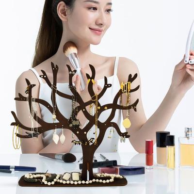 Présentoir à Bijoux en Bois Porte-Boucles d'Oreilles Facile à Installer Présentoir à Colliers Arbre Polyvalent