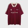 Unisex Retro V-Neck Embroidered Colorblock Half-Sleeve T-Shirt