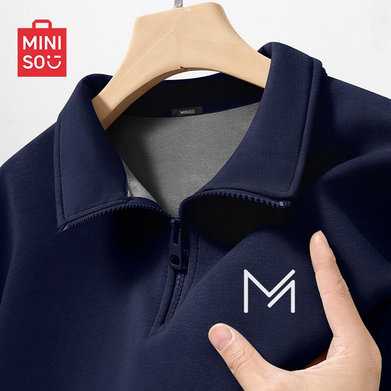 

MINISO Men s Cityboy Fleece Stand-Collar Half-Zip Sweatshirt 3XL