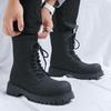 Big Head Martin Boots Men's Thick-soled Height-increasing Locomotive Boots Big Head Carbon Black Derby Boots-R