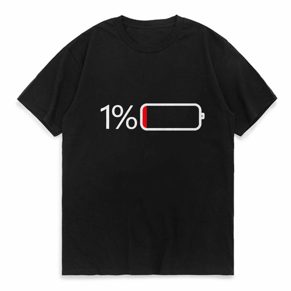 Lågt batteri T-shirt för män Casual kortärmad T-shirt för sommar vår höst Roliga grafiska toppar Streetwear Som presenter