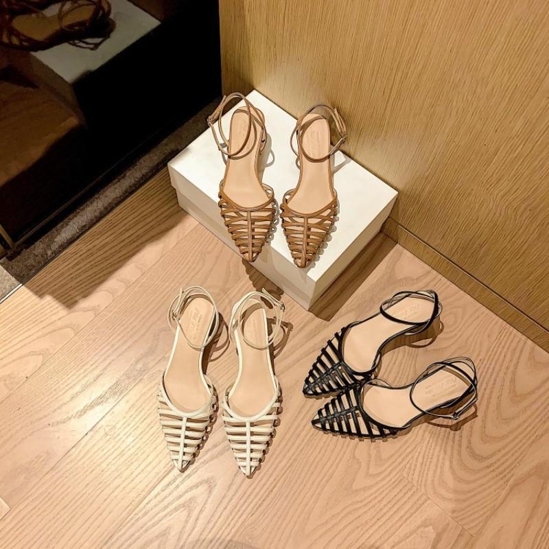 Fashion Sandalias De MujerFrench Retro Women Shoes New Style Pointed Heels Fashion Versatile Women's Sandals Comfor Simple Heels Sandals