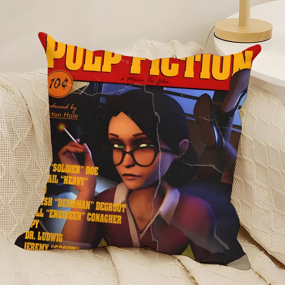 Tf2 Team Happy Game T-Team Fortress 7 Pillow Case Natural Linen Double-Sided Printing Sofa Home Decor Cushion Cover