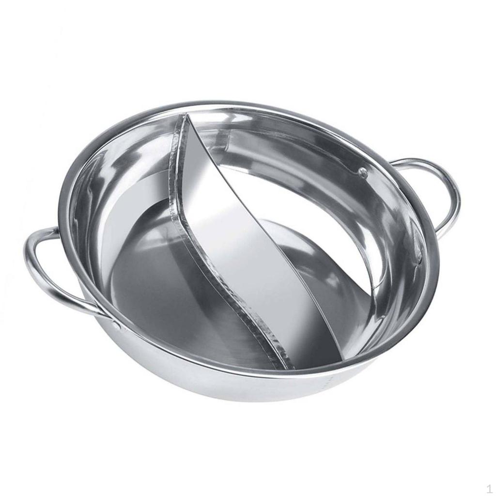 SplitPartition Pot Deformation Resistant Stainless Steel Shabu for Home, Restaurant 28CM