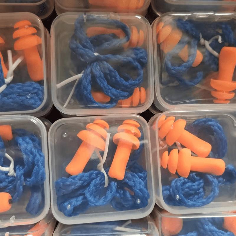 Silicone Corded Ear Plug Protector Anti Lost Reusable Hearing Protection Noise Reduction Safe Swimming Work Earplugs with Rope