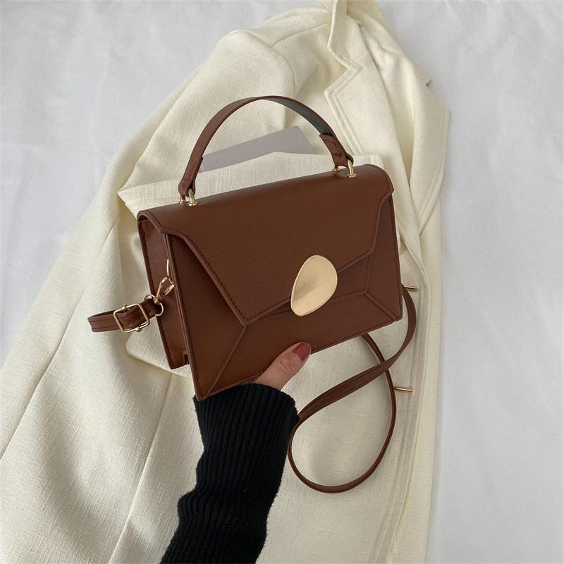 Stylish Small Square Bag For Autumn Trendy Color Block Shoulder Tote In Black Brown Blue Yellow