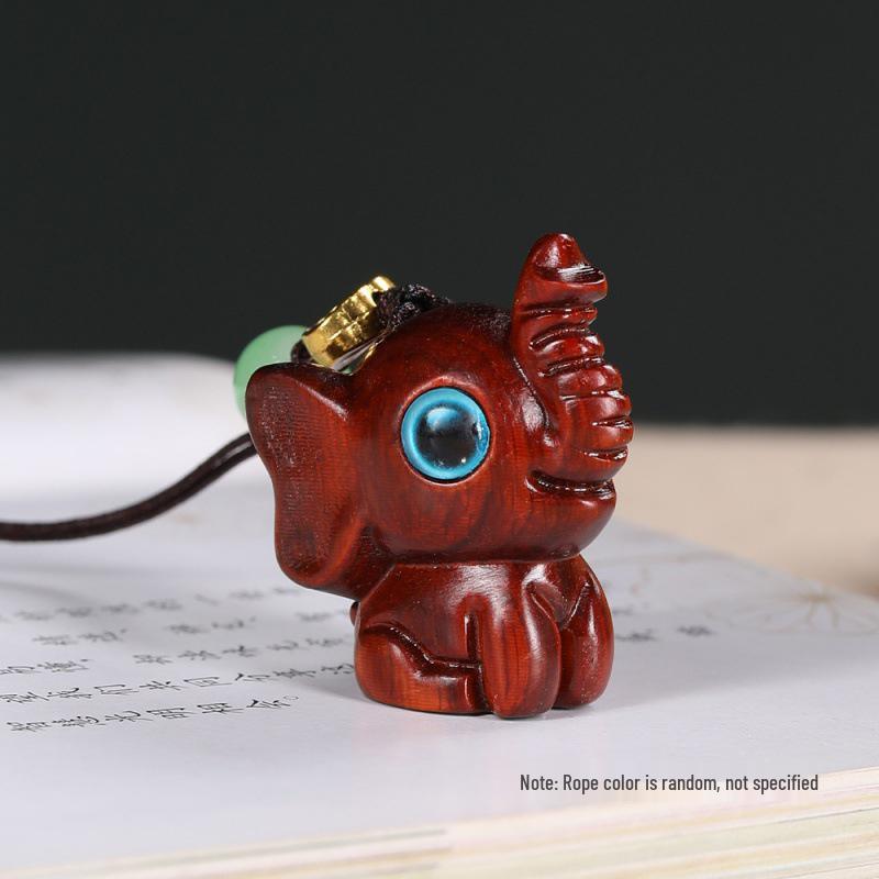 Sandalwood Elephant Pendant: Cute Keychain & Phone Charm for Men and Women