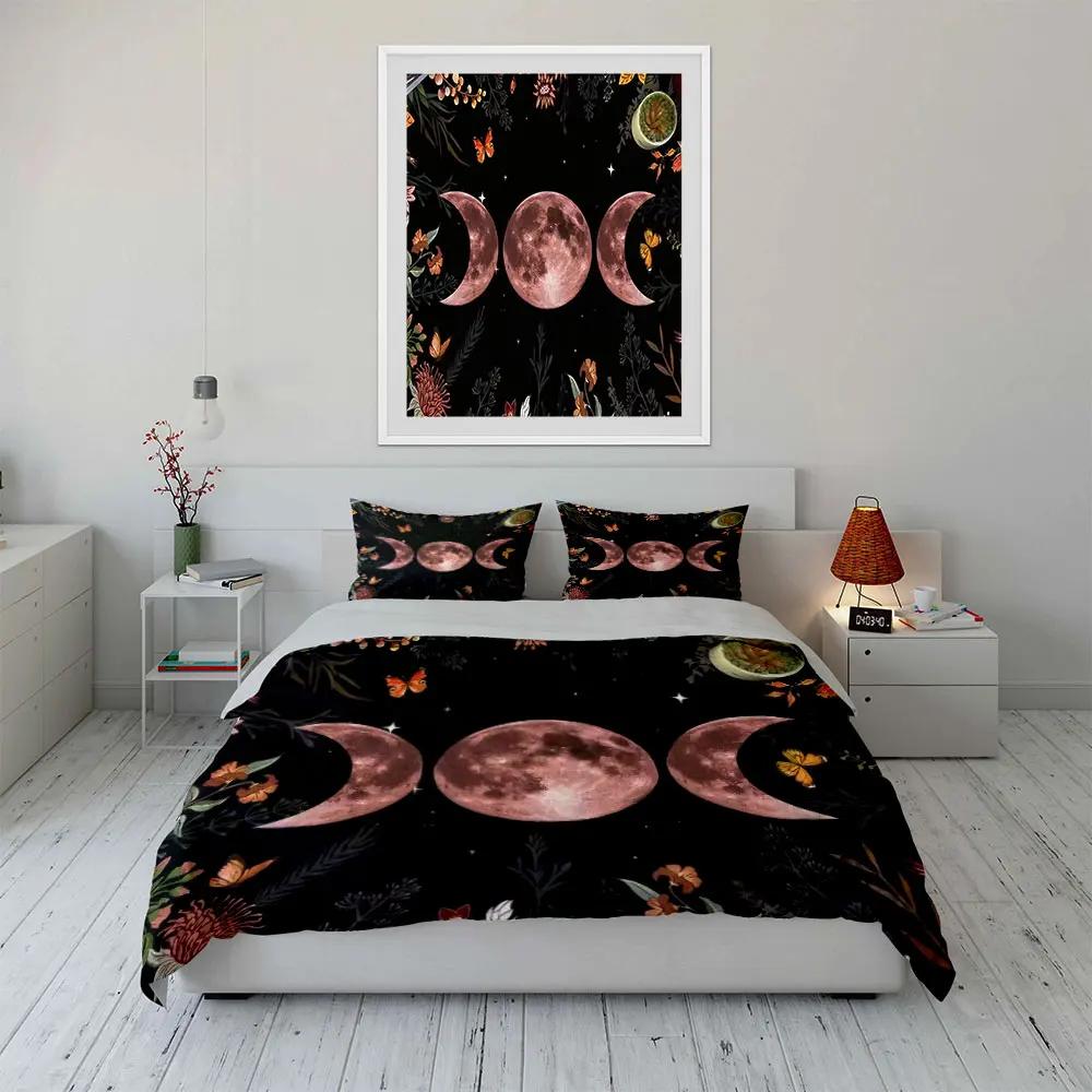 Moon Phase Tapestry Three-Piece Set Soft Comfortable Duvet Cover Bedding Set Included 1*Duvet Cover & 2*Pillowcases Gift