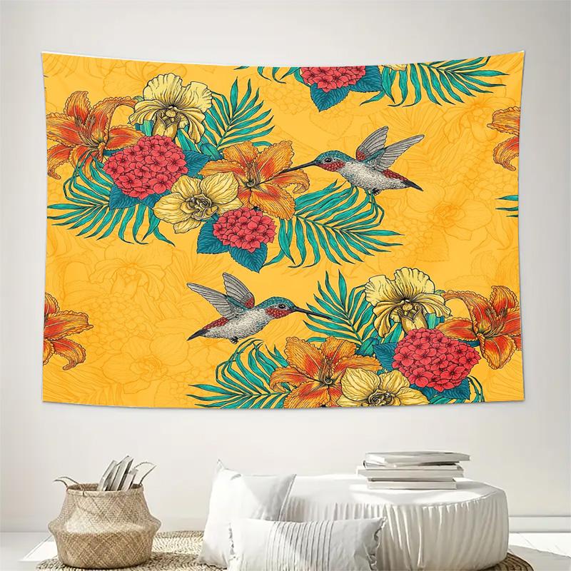 Botanical Tapestry Flower Wall Hanging Tropical Floral Wall Decor Nature Aesthetic Room Decor Bohemian Wall Art Large Tapestry D