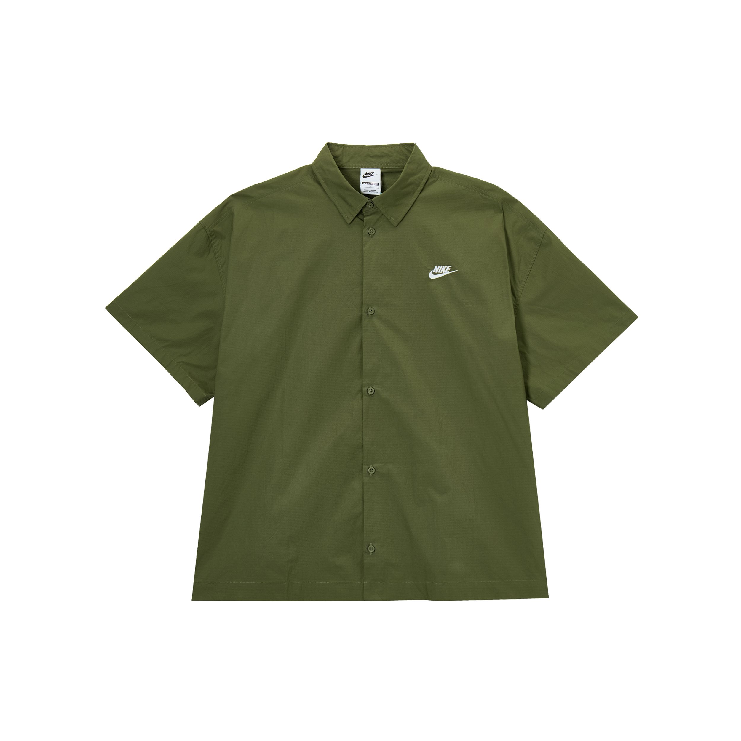 Nike Men's Green/White Club Comfortable Fashion Casual Versatile Short Sleeve Shirt Shirts Olive- Hj2027-222 Cm