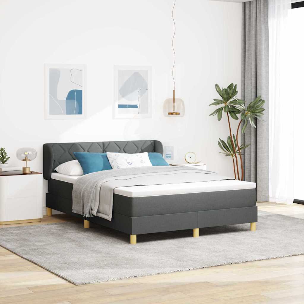Boxspring Bed with Headboard Dark Gray 160 x 200 cm Fabric