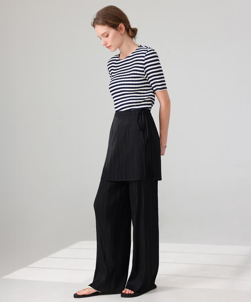 PLEATSMOOD Sini Pleats Layered Wrap Skirt & Pants Set