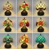 Tiffany American Retro Desk Lamp with Handcrafted Colored Glass Lampshade for Living or Study Room.