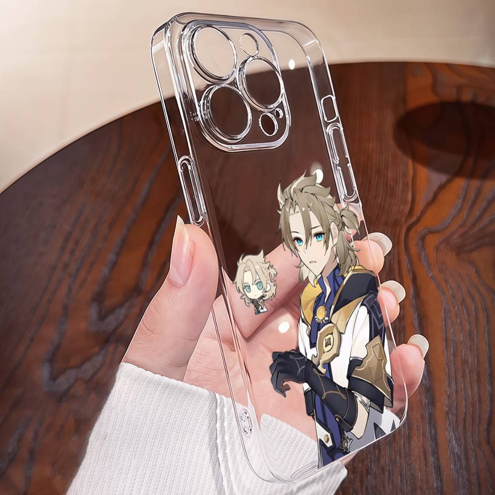 Albedo Genshin Impact Transparent Phone Case For IPhone 17 16 15 13 12 11 14 Pro Max Mini Plus Silicone Bumper
