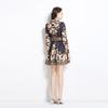 Summer Autumn Women Vintage Palace Print Designer Runway Dress Blazer Collar Party Mini Short Dresses with Belt