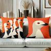 Stylish Bird Pattern Orange Cushion Covers for Home Polyester Pillowcase, Sofa Decorative Cushion Cov Headboard Pillow