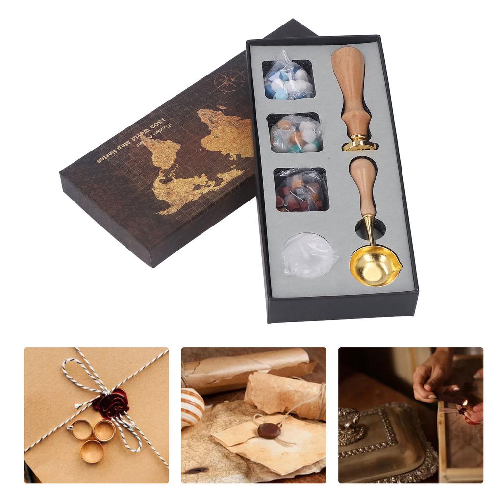 Wax Stamp Kit Clear Pattern Anti Rust Retro Letter Sealing Wax Kit for  Envelopes Invitation Deco