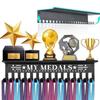 Heavy-Duty Metal Awards Trophy Display Stand Medal Hooks Wall Mount Organizer Medal Storage Holder Display Home Office Decor