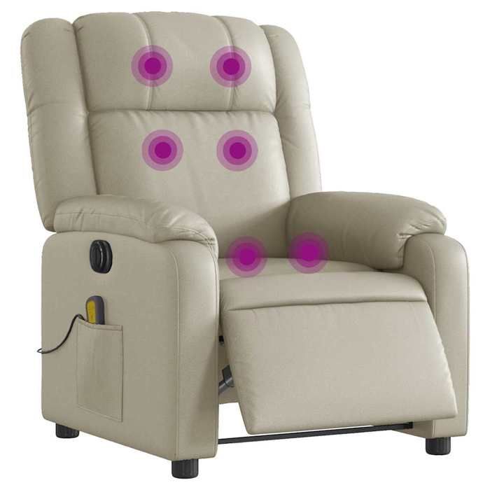 VidaXL Fauteuil de massage inclinable électrique crème similicuir 3205144